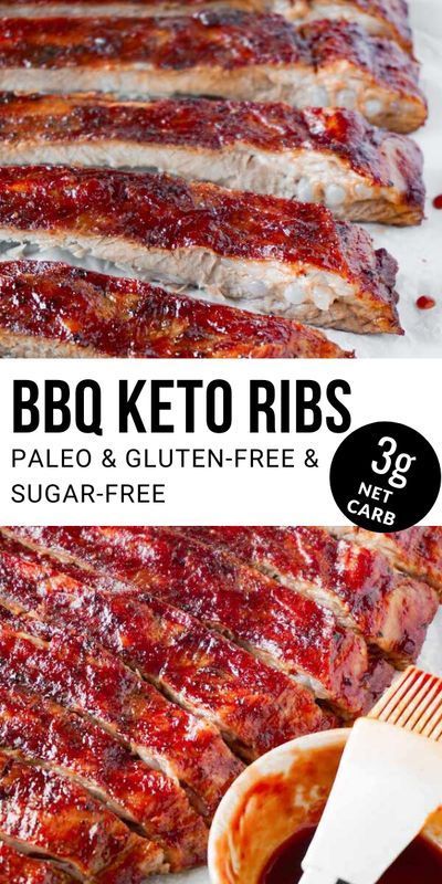 bbq keto ribs with sauce on the side