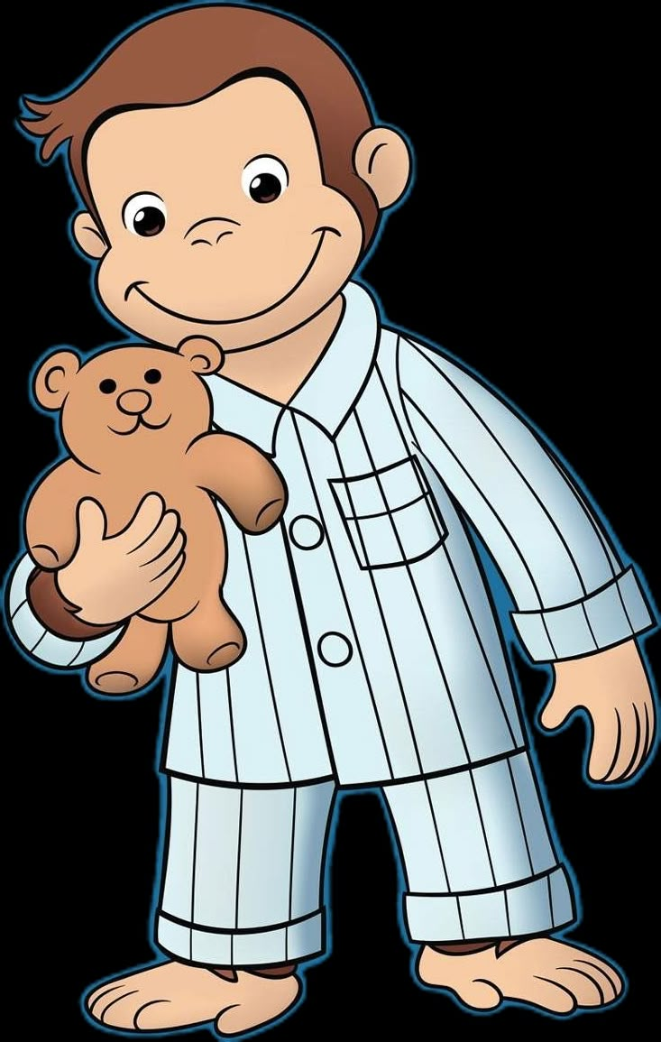 a man holding a teddy bear in his hand and wearing pajamas on the front, with one arm wrapped around him