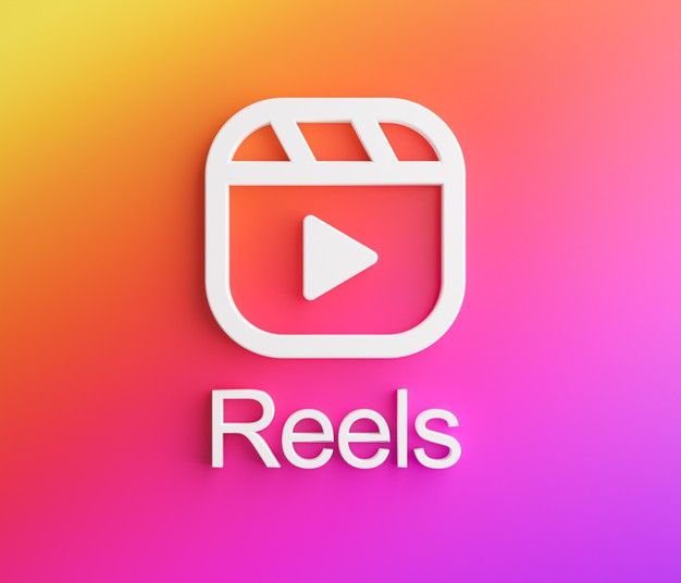 the logo for reels is displayed on a pink and purple background with white lettering