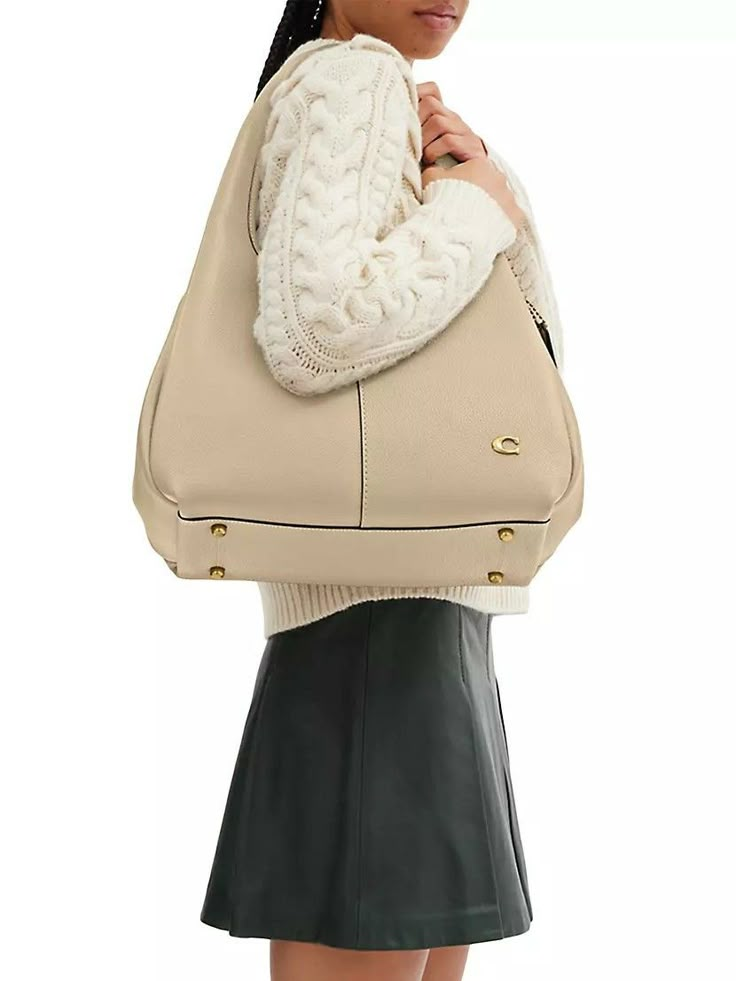 COACH | Lana Pebble Ivory Leather Shoulder Bag Coach Lana Bag Aesthetic, Coach Cary Shoulder Bag, Lana Shoulder Bag Coach, Coach Lana Shoulder Bag, Coach Lana Bag, Manifestation 2024, Beret Men, Everyday Bag Essentials, Uni Bag