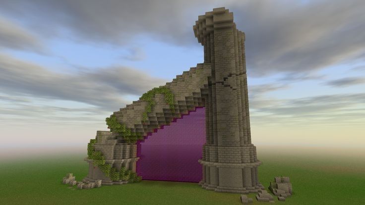 Minecraft End Portal Design, Dark Ruins, Minecraft Portal Design, Minecraft Portal, Minecraft Castle Designs, Nether Portal, Construction Minecraft, Minecraft Statues, Minecraft Decoration