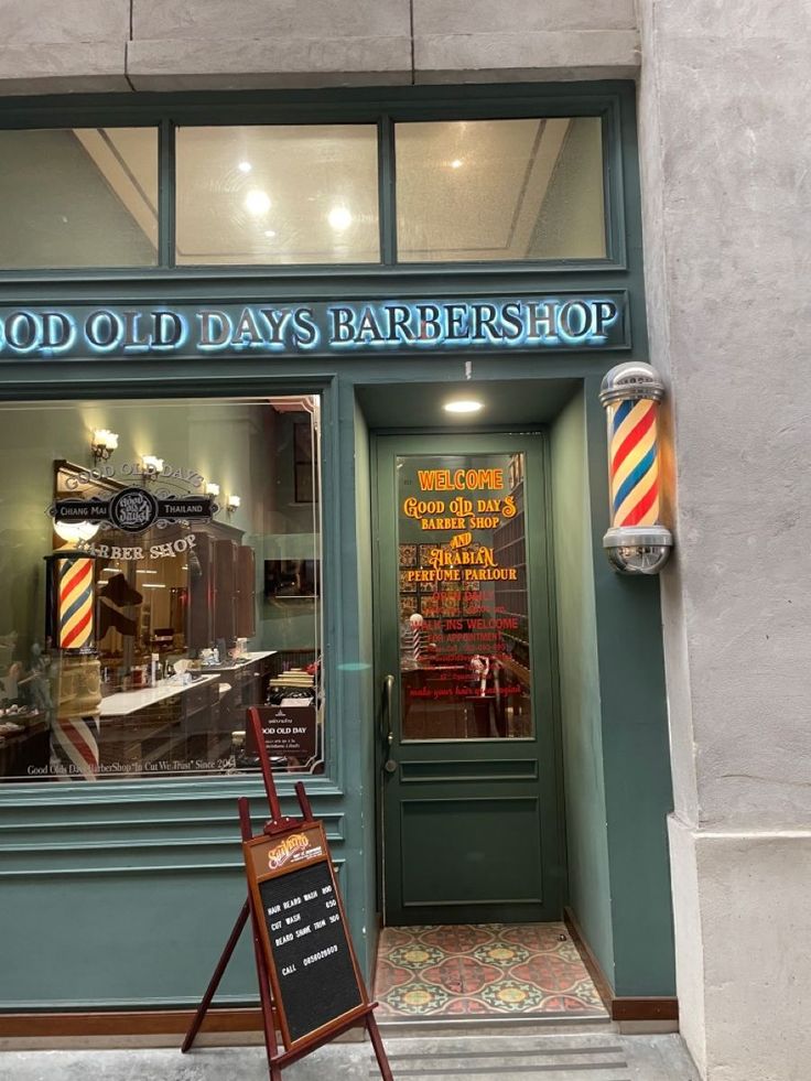 an old - fashioned barber shop is open for business