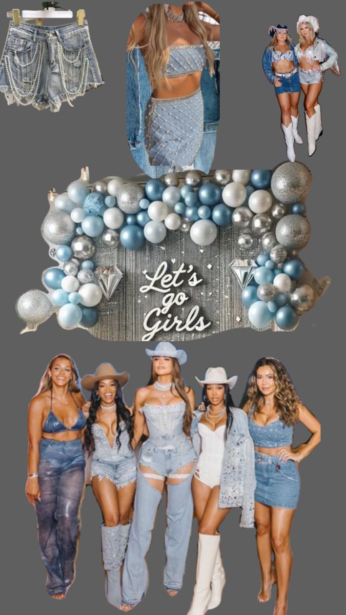 Denim Themed Party Outfit, Denim Cowgirl Outfit, Denim And Diamonds Party Outfit, Nashville Bachelorette Party Outfit, Denim Cowgirl, Bachelorette Inspo, Bling Party, Sparkle Outfit, Nashville Bachelorette Party