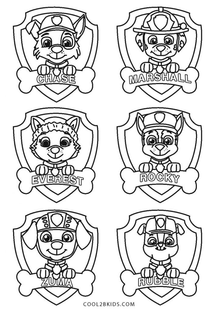 four cartoon dogs with their names in the middle and bottom, on top of each other