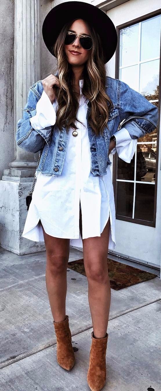 Denim Shirt Outfit Summer, Denim Shirt Dress Outfit, White Shirt Dress Outfit, Shirt Dress Outfit Summer, How To Wear Shirt, Long White Shirt, Shirt Outfit Summer, Casual Denim Shirt, White Shirt Outfits