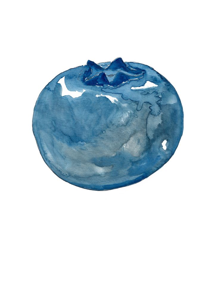 a watercolor painting of a blue bowl on a white background, with the top half of it partially submerged in water