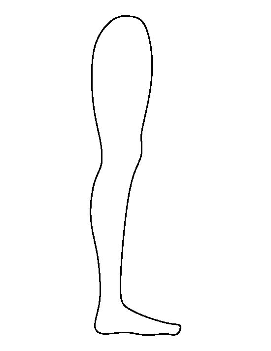 a line drawing of the legs and feet of a person with one leg bent down