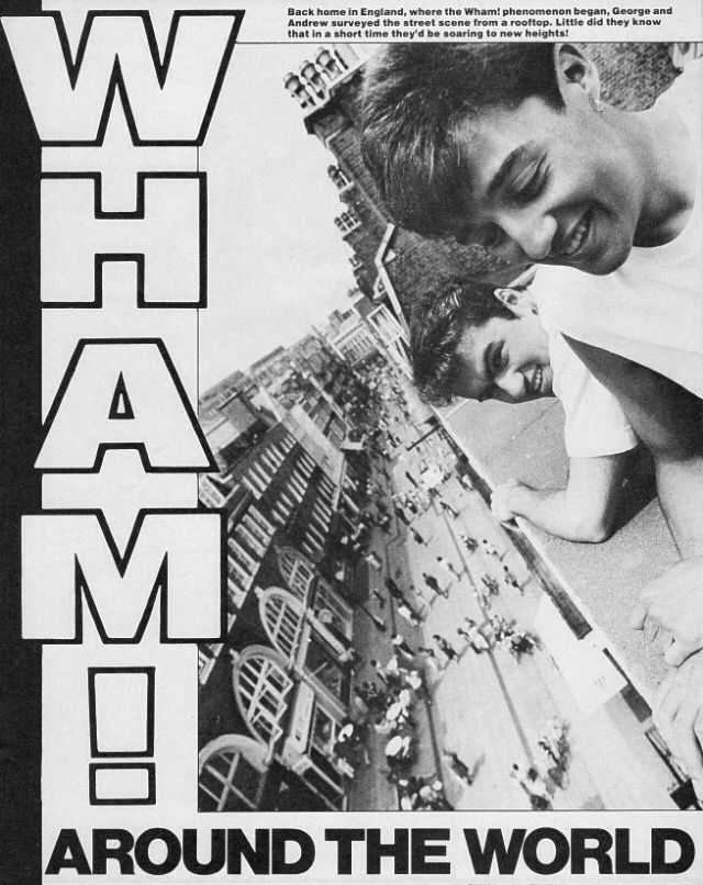 an advertisement for wham's album, around the world in black and white