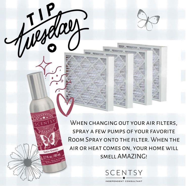 three air filters and a spray bottle with the words tip tuesday