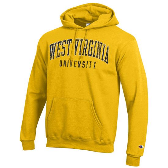 Stay warm and cozy with the new Champion WVU hoodie! This hoodies comes in navy and gold so you can choose which WVU color best fits your style. #wvu #style #hoodie #sweatshirt Graduation Hood, Wv Logo, Michigan M, Virginia University, West Virginia University, University Of Virginia, Maize, Men Style Tips, Michigan Wolverines