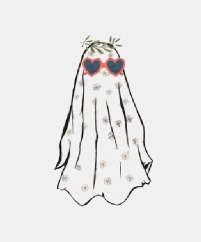 a drawing of a dress with heart shaped sunglasses on it's head and flowers in her hair