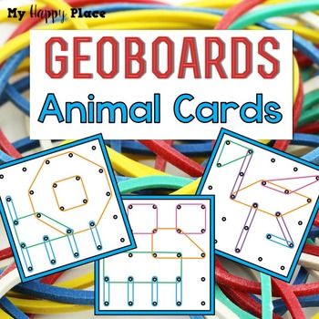 several different colored wires with the words geoboards animal cards