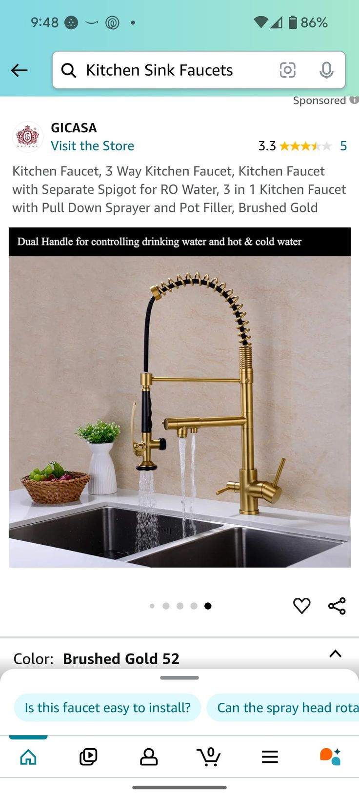 the kitchen sink faucet is on sale for $ 3