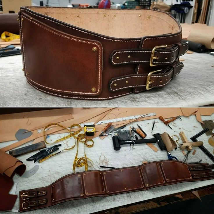 two pictures show different types of leathers and tools