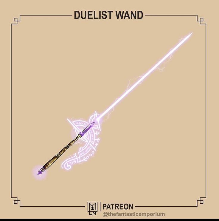 an image of a wand with the words duelist wand on it's side