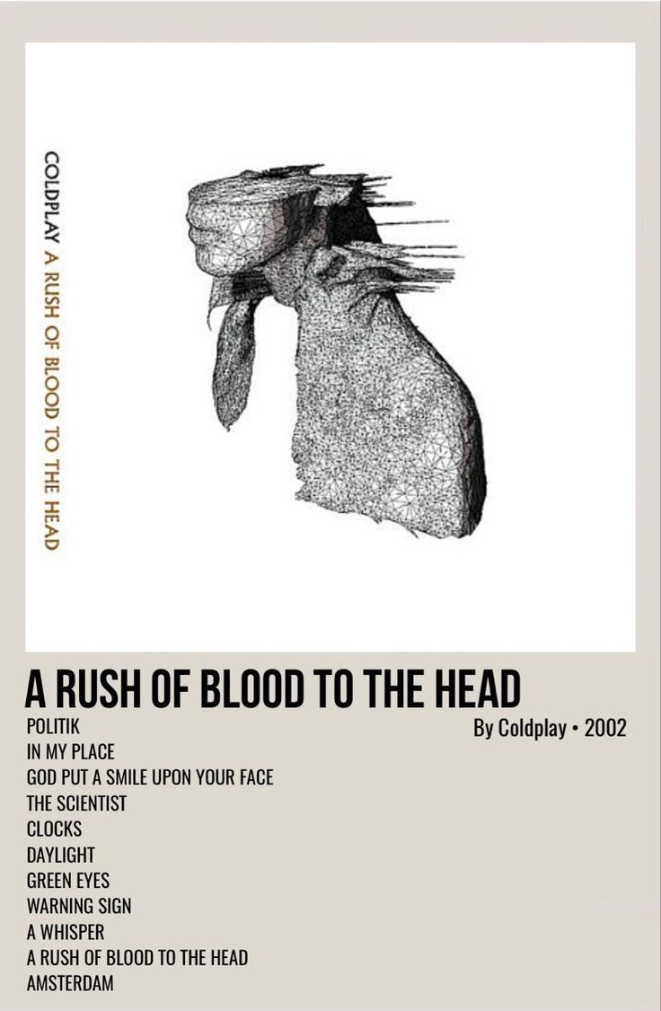 a poster with the words rush of blood to the head