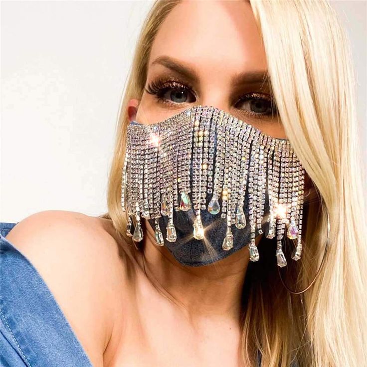 PRICES MAY VARY. Sparkly fringe face masks are made of cotton,rhinestone and high quality polyester,rhinestone design makes the mask decoration more creative, and more shiny and charming. Shiny rhinestone mask has a length of 20cm/7.87inches and a width of 13cm/5.1inches.The ropes at both ends of it are very elastic,one size is suitable for almost everyone.Color:Black Glittering face masks are suitable for many scenes, such as masquerade, party, ball, Halloween, fashion show, bar, nightclub and Diamond Mask, Gothic Party, Rhinestone Face Mask, Gold Face Mask, Sequin Mask, Halloween Ball, Mask Style, Bling Fashion, Face Jewellery