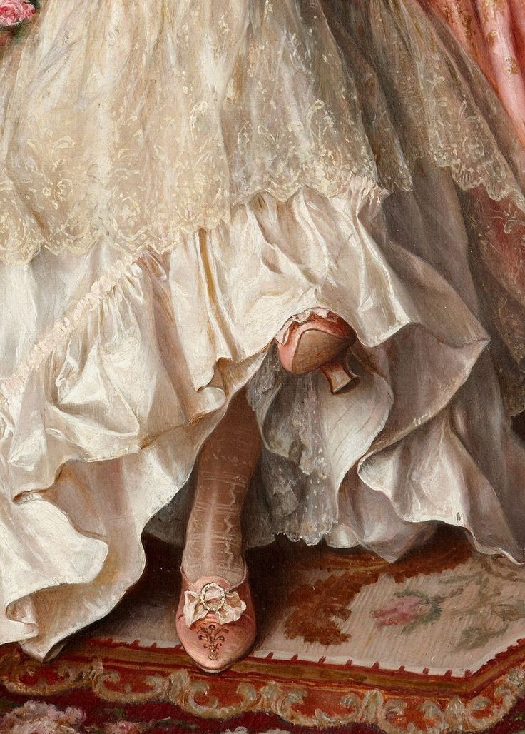 a painting of a woman's feet and dress