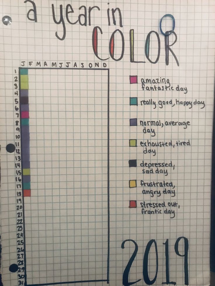 a paper with the year in color written on it