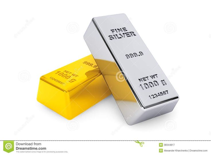 gold and silver bars on white background stock photo - image 349874