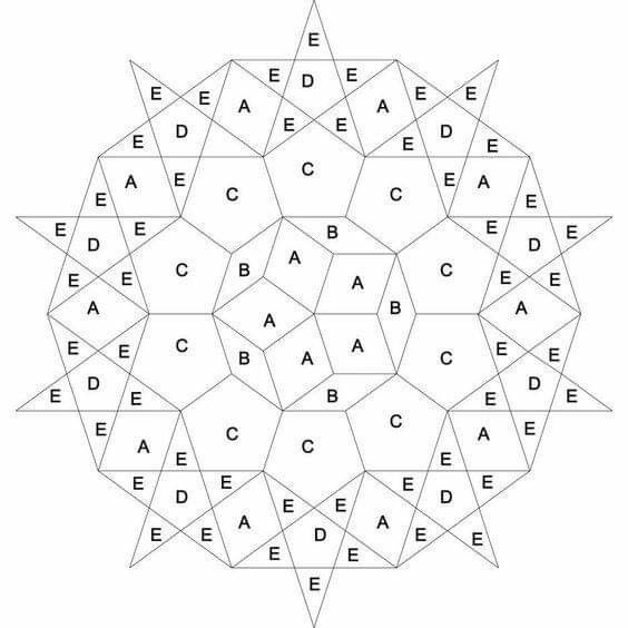 an abstract geometric pattern with letters and numbers in the shape of hexagons