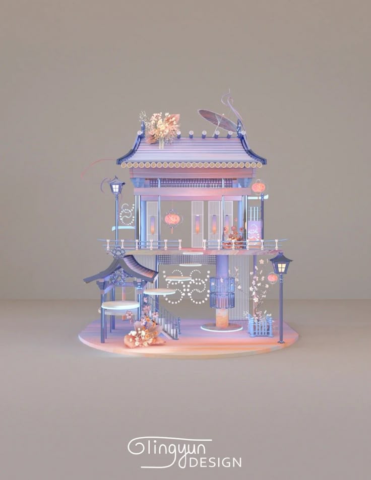 an image of a doll house made out of paper and glass with lights on it