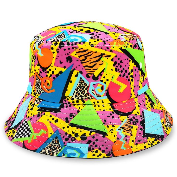 PRICES MAY VARY. STYLISH, VERSATILE COMFORT - This Fascinating And Classic Bucket Hat Is Perfect Bucket Hat For Anywhere You Go With Outdoor Activities. This Wide Brim Bucket Hat Combines Both Colorful Styles To Turn Your Head And Comfort For Your All-day Wear. You Can Use It For Your Usual Day-to-day Activities. A Must Have Item! HIGH QUALITY MATERIAL - Made Of Polyester Twill, Breathable And Lightweighted.Must-have Accessory For Summer Weather, Protect You Away From Harmful Ultraviolet Light A Retro Multicolor Bucket Hat With Curved Brim, Retro Wide Brim Bucket Hat, Retro Multicolor Summer Hats, 90s Style Adjustable Hats For Summer, 90s Style Adjustable Summer Hats, Retro Wide Brim Multicolor Hat, Retro Multicolor Wide Brim Hat, 90s Style Summer Cap, 90s Summer Cap