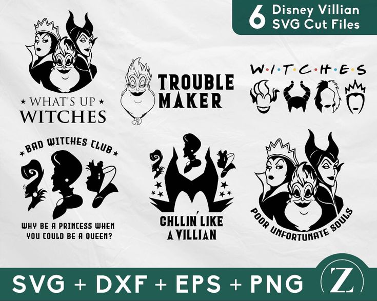 six disney villain svg cut files