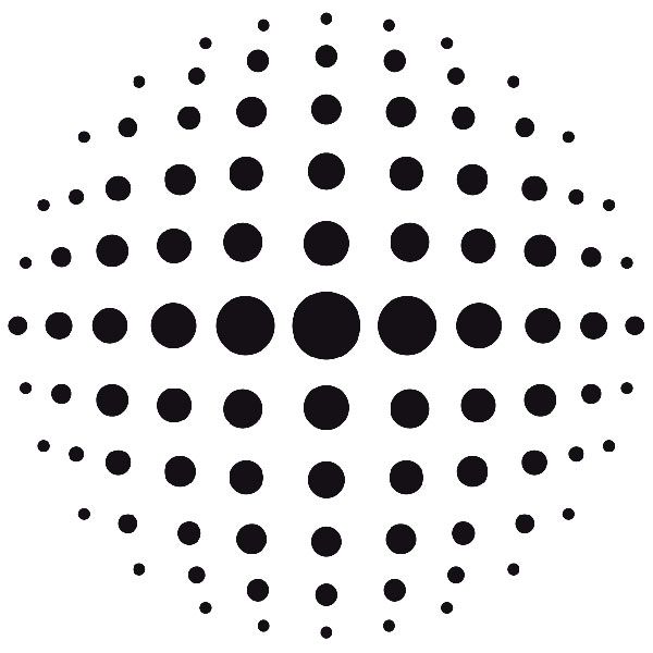 an abstract black and white pattern with circles in the shape of a ball on a white background