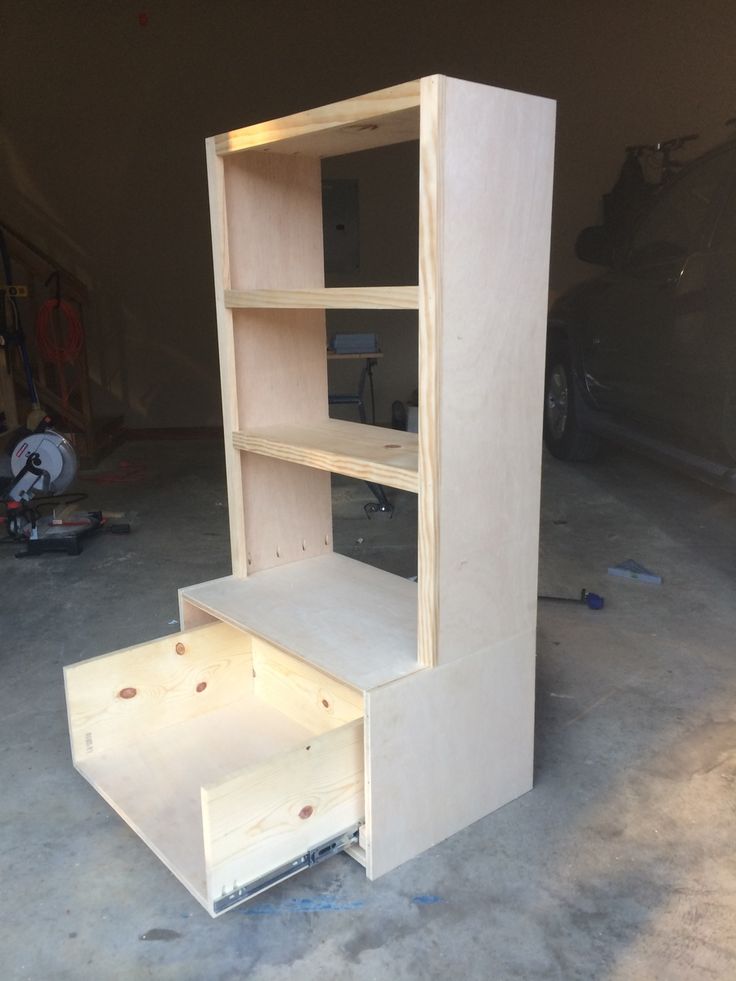 the unfinished shelves are ready to be built