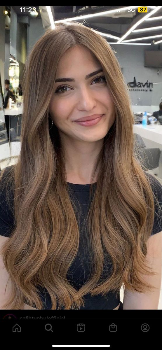 Hair Color Ideas For Yellow Skin Tone, Light Honey Brown Hair Balayage, Light Brown Hair Dark Eyebrows, Hair For Yellow Undertone Skin, Cabello Color Chocolate Claro, Light Honey Brown Hair Color Caramel, Honey Hair Color Caramel, Light Brown Hair On Tan Skin, Almond Brown Hair