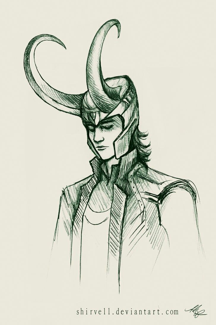 a drawing of a man with horns on his head