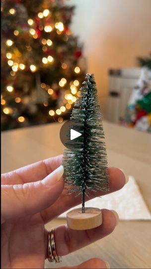 someone is holding a tiny christmas tree in their hand and it looks like they are going to decorate