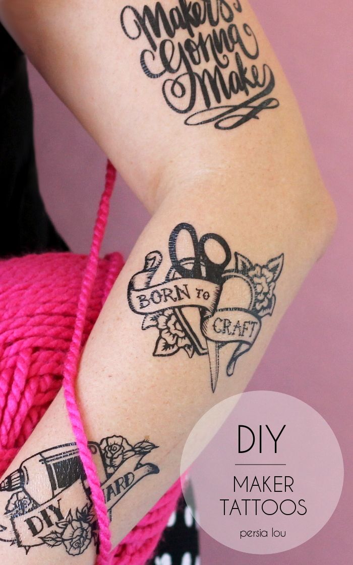 a woman's arm with tattoos on it and the words diy maker tattoos