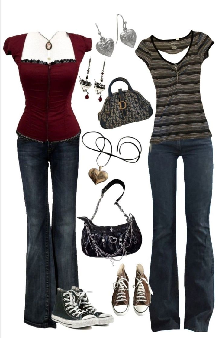 Cute Outfits With Red Converse, Dresses 2000s Style, Red And Black Y2k Outfits, 2010 Style Outfit, Femcel Aesthetic Outfits, Twighlight Aesthetic Outfits, Harry Potter Core Outfits, Class Of 09 Outfits, 2000 Grunge Outfits