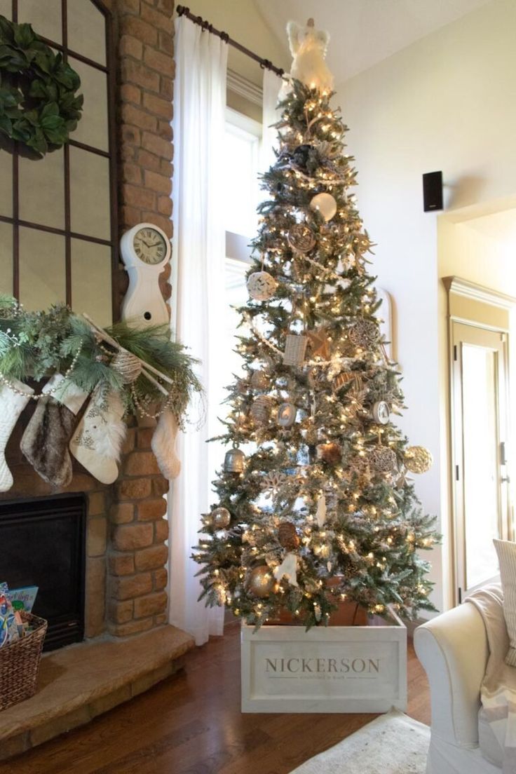 a decorated christmas tree in a living room