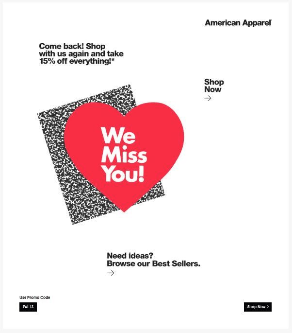 an ad for the american apparel company, which has been designed to look like a heart