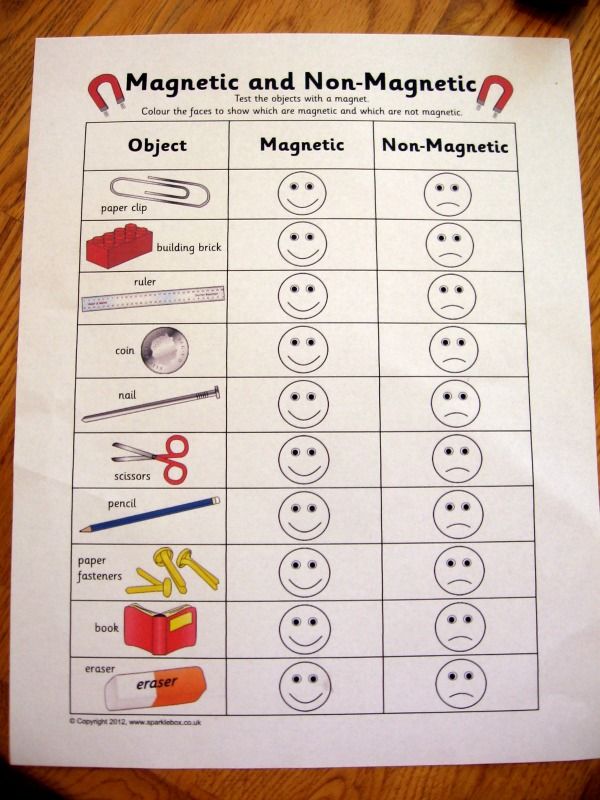 the magnetic and non - magnetic worksheet is displayed on a table