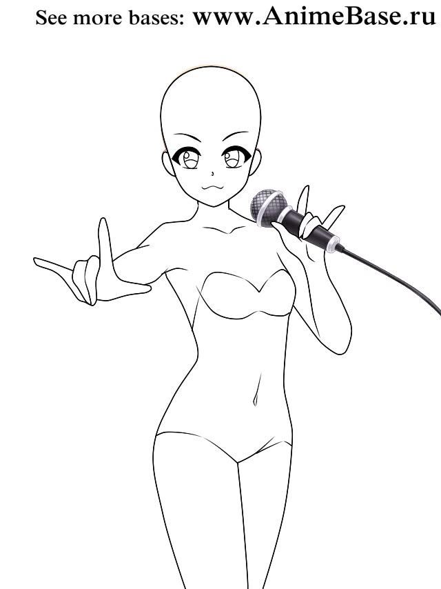 an anime character holding a microphone in her hand