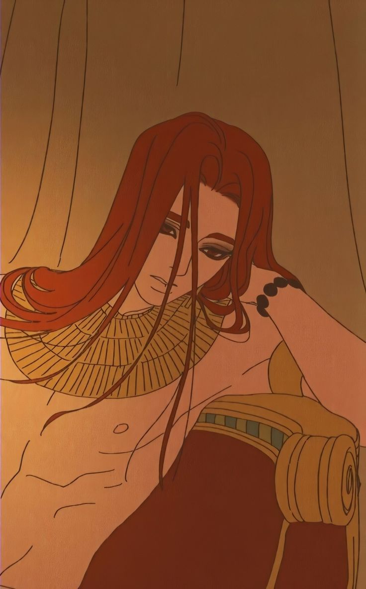 a drawing of a woman with red hair