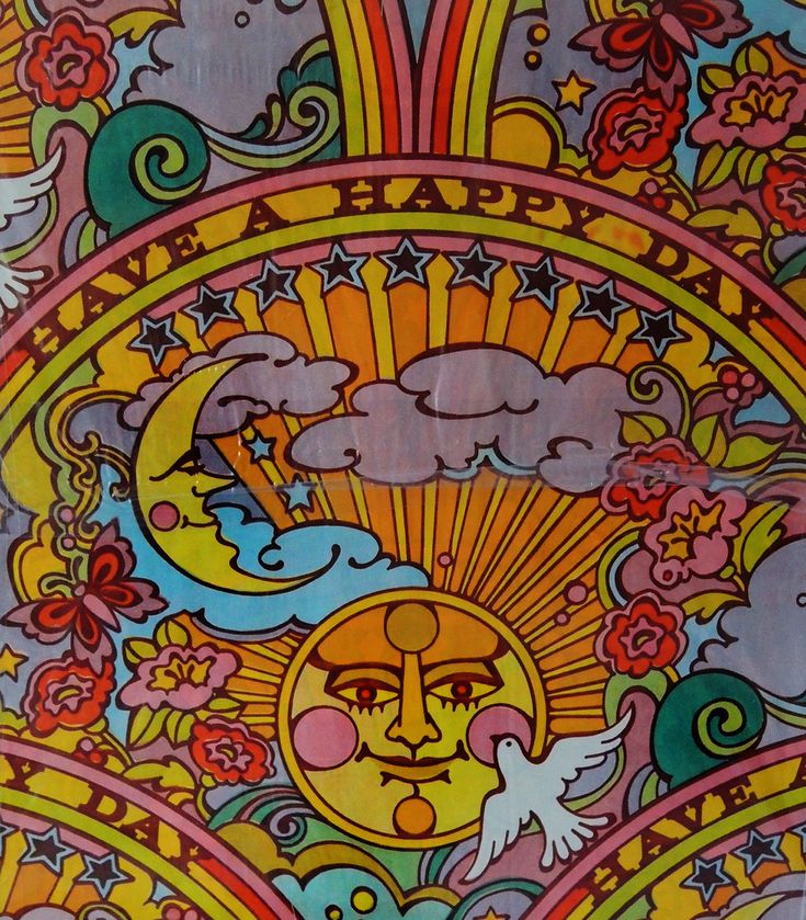 an artistic painting with sun, moon and clouds