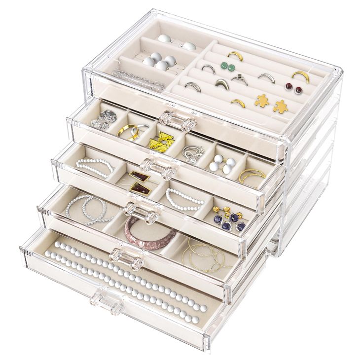 an image of a jewelry box with many different items in it's drawers