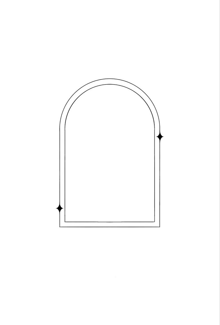 a line drawing of an arched window