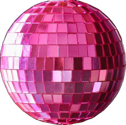 a shiny pink disco ball on a white background