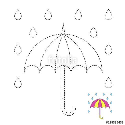 an umbrella to be colored, the coloring book for preschool