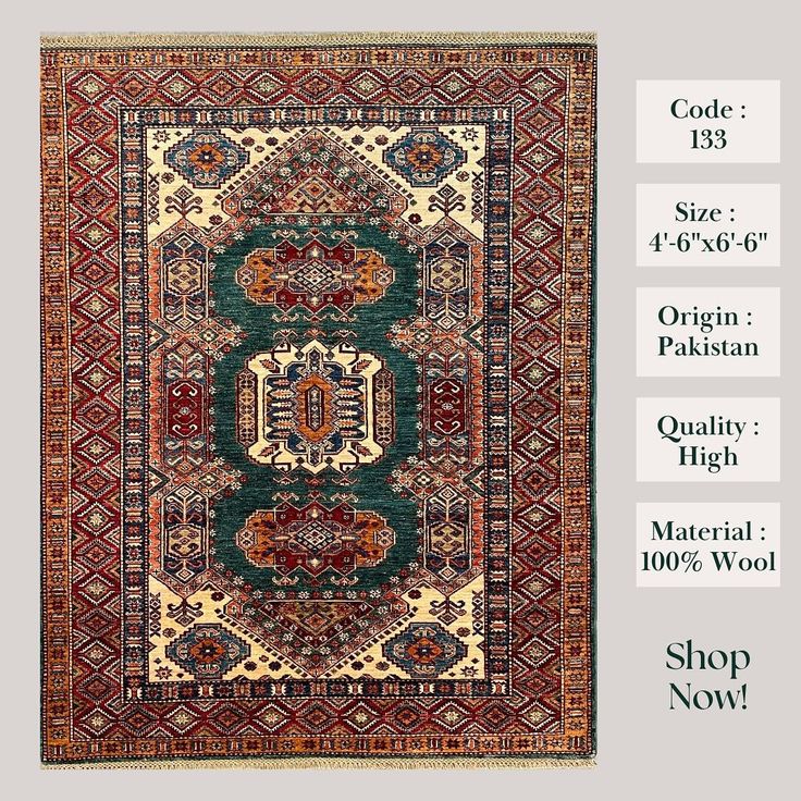 ⚜️ Emerald 💚 ⚜️Our stunning handmade Pakistani rug! Made from 100% wool, this piece adds elegance and warmth to any room. Perfect for a cozy, stylish touch. ✨ • Code: 133 • Origin: Pakistan • Quality: High • Material: 100% Wool • Available Sizes: 4’-6” x 6’6” ⚜️ Don’t miss this one-of-a-kind design and colorful art! • Interested? Comment below or DM for more info. 📞You can call us at (508)7534667 📧Email: michaelsadigh@yahoo.com 📍Location: 370 Boston Turnpike, Shrewsburry, MA 🌐Website: www.... Pakistani Rugs, Rug Gallery, Colorful Art, Luxury Design, Pakistan, Boston, Emerald, Coding, Rug