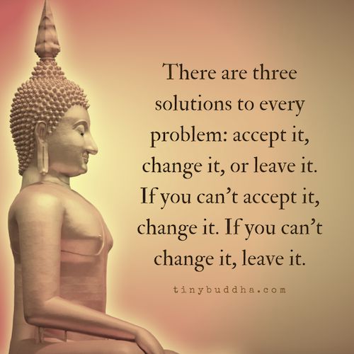 there are three solutions to every problem accept it, change it, or leave it