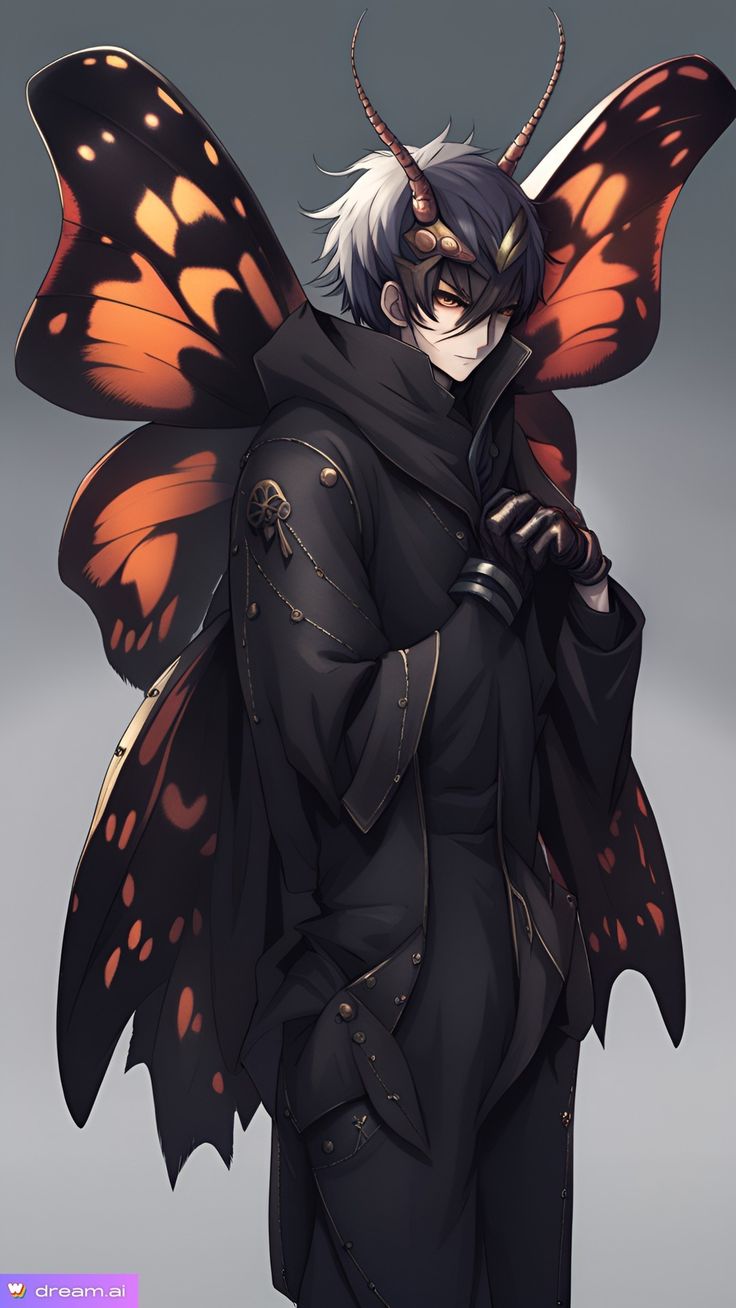 Moth Boy Character, Cat Oc Human Male, Moth Humanoid Male, Insect Oc Male, Mothman Human, Butterfly Character Design Male, Moth Character Design Male, Moth Boy Oc, Moth Oc Male