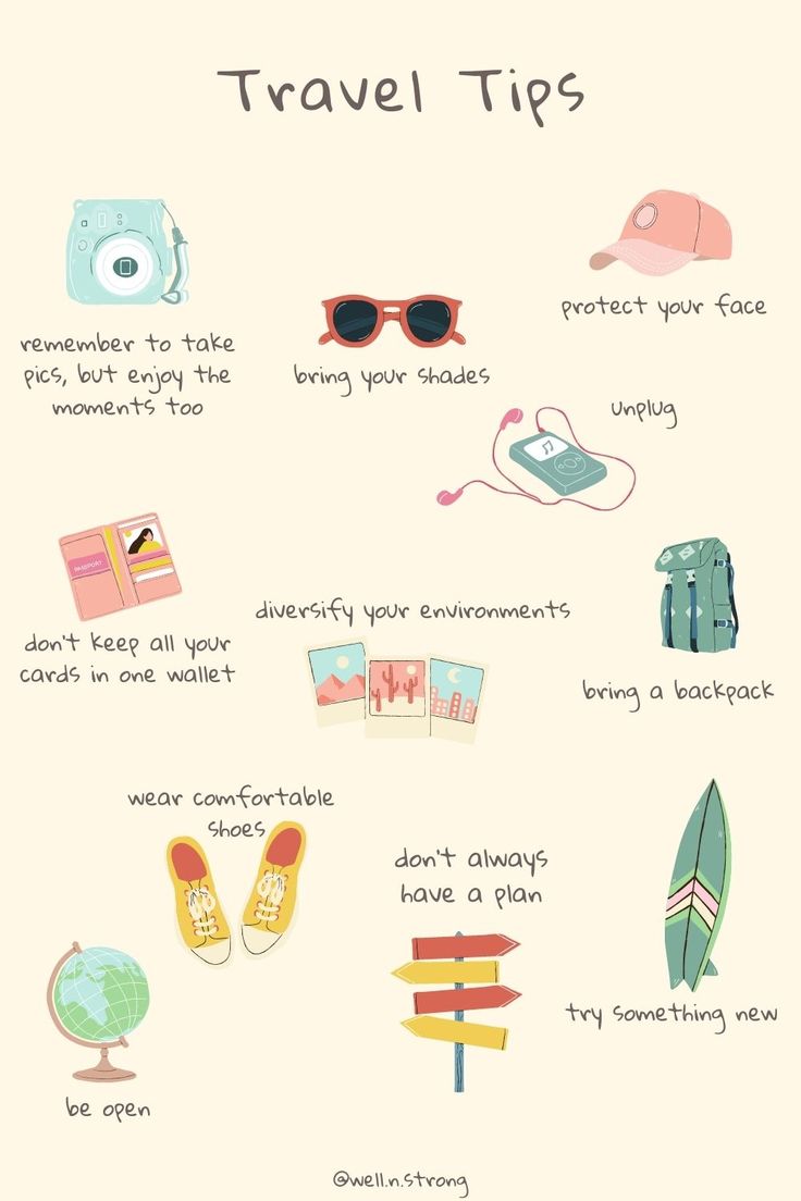 travel tips poster with different things to do