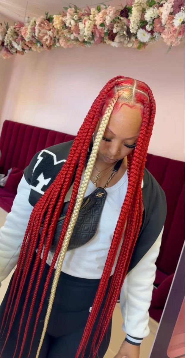 Braided Hairstyles Straight Back, Braided Hairstyles Straight, Braids Red And Black, Box Braids Red, Bob Angled, Island Twist Hairstyle, Angled Haircut, Braids Red, Box Braids Updo